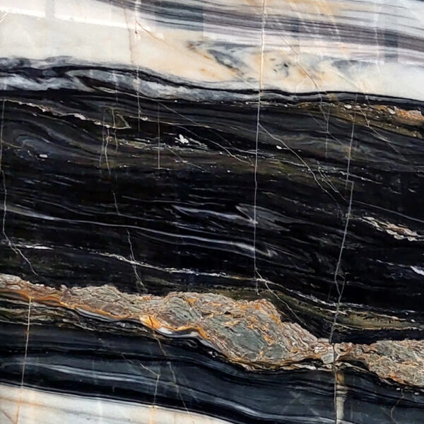 Fusion Marble natural stone with dynamic veining and bold hues, ideal for luxury flooring, countertops, and wall cladding.