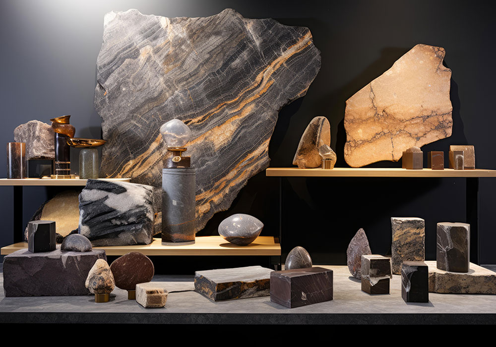 Iranian stones, including marble and granite, processed and ready for export to meet global demand for sustainable materials.